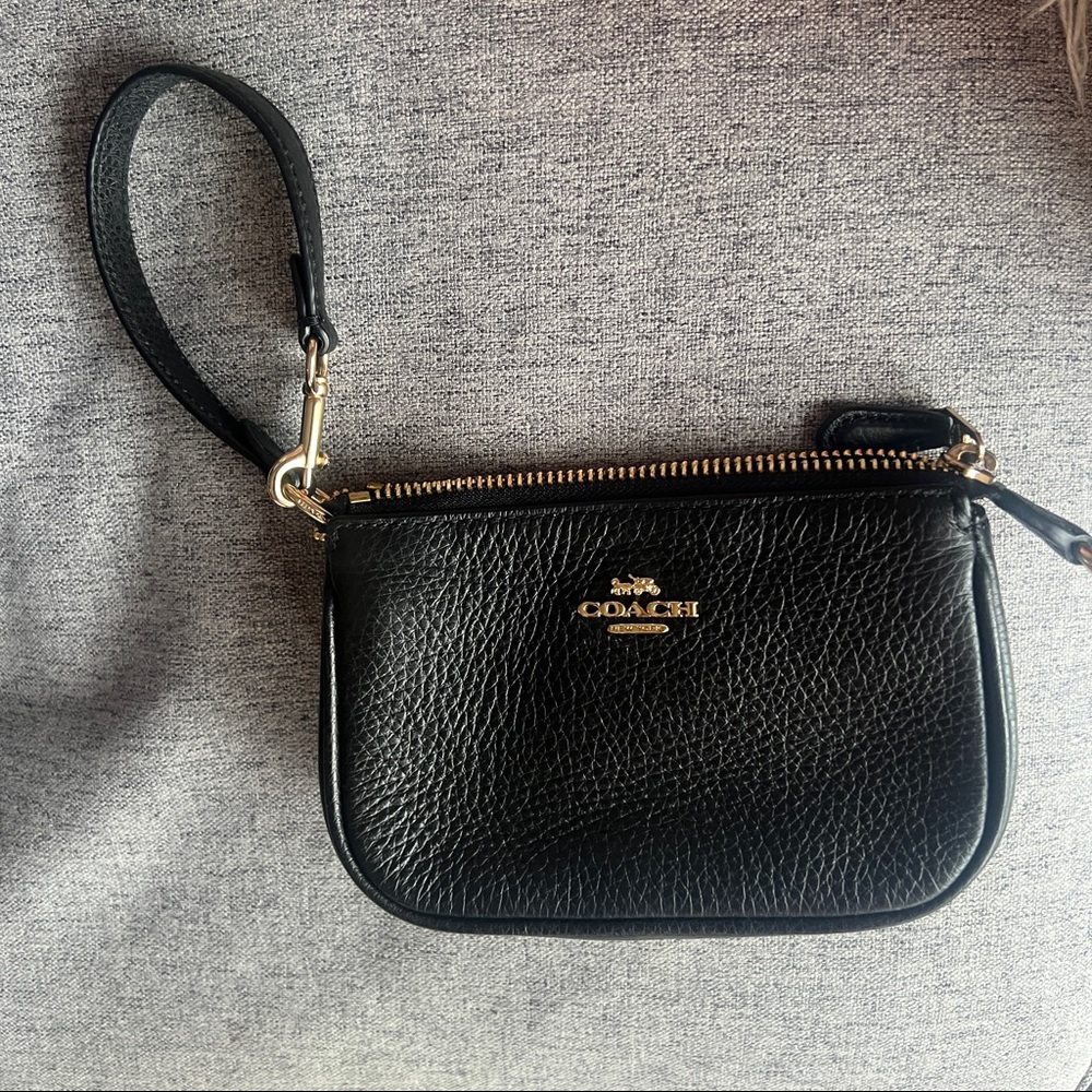 COACH Nolita 15 Wristlet - Black Pebbled Leather